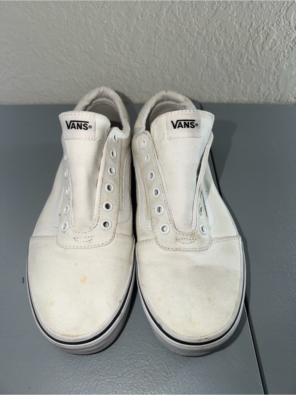 Vans Men’s Slip-On Canvas Sneakers — White